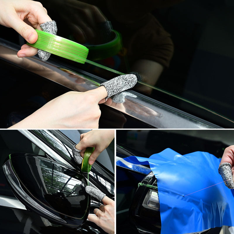 NEWISHTOOL Vinyl Wrap Tool with 50M / 164Ft Knife Less Cutting Tape, Anti-Cut Finger Cots, Felt Squeegee, Micro Trimming Squeegee and Razor Blade Knife for Car Wrapping, Film and PPF Installating