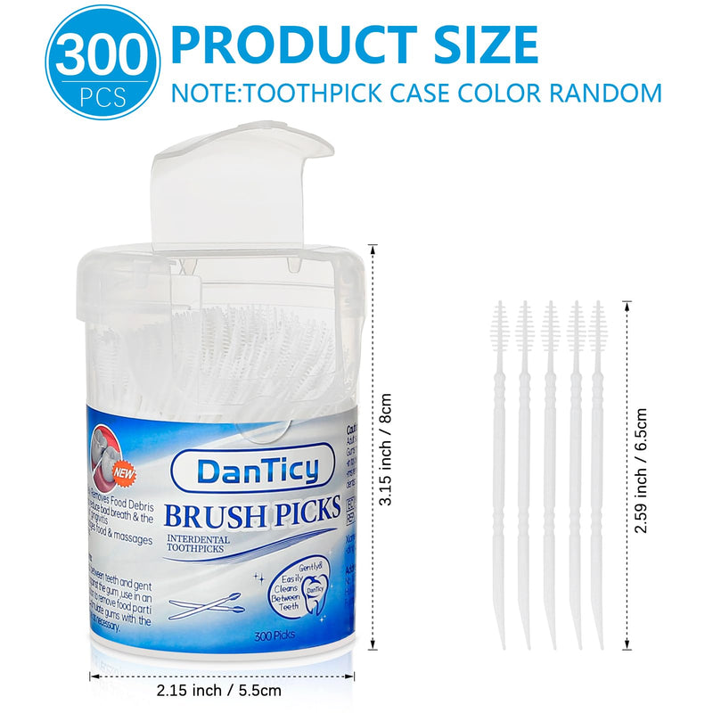[Australia - AusPower] - Brushpicks Interdental Toothpicks,Soft Bristle Dental Floss Picks Toothpicks,Helps Removes Plaque and Debris Between Your Teeth 300PCS (Pack of 1) 1 Count (Pack of 300) 