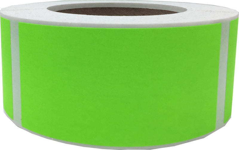 Large Fluorescent Green Rectangle Stickers – 2 x 4 Inch Adhesive Labels, 500 Total Stickers on a Roll for Inventory, Packaging, Organization, and Retail – Made in the USA