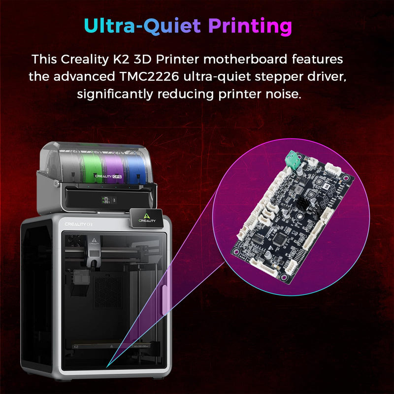 Creality Official K2 Mainboard, Original K2 Lower Computer Mainboard K2 Silent Motherboard, CR3NN200401C12 32 Bits M6 GD32F303RET6, Durability and Quick Replacement Parts for Creality K2 3D Printer