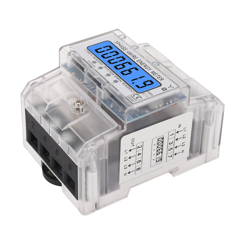 [Australia - AusPower] - 3 Phase 4 Wire Energy Meter, Energy Meter 3 Phase 4 Wire Backlit LCD Display DIN Rail Installation Electricity Meter 10 to 100A 230 400VAC, Ammeters 