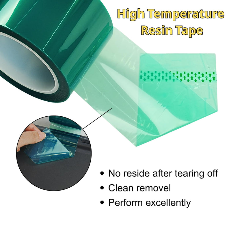 CHUANGSEED Heat Resistance Tape 4'' x 66m（216FT） for Resin Molds, Powder Coating, Circuit Borads, Adhesive Residue-Free High Temp Masking Tape Epoxy Release 4'' x 216ft
