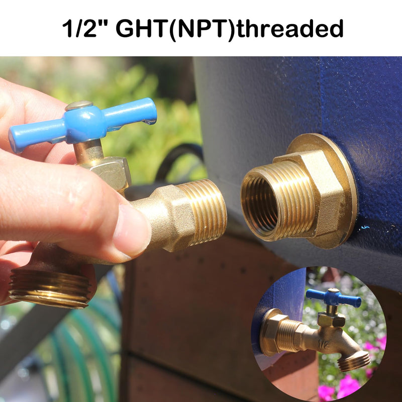 [Australia - AusPower] - Brass Water Tank Connector Bulkhead Tank Fitting 1/2" Female 3/4" GHT Male Water Tank Connector (2 Pack) 2 Pack 