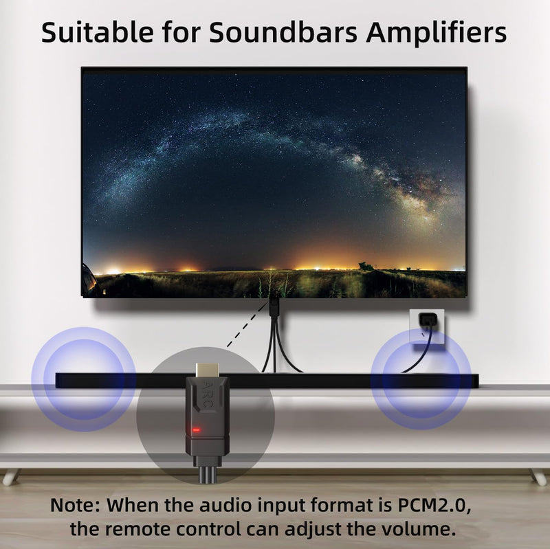 HDMI eARC/ARC to Optical Coaxial Audio Converter, 192KHz CEC Volume Control, Supports PCM2.0/Dolby/DTS 5.1, 5 FT ARC to Optical