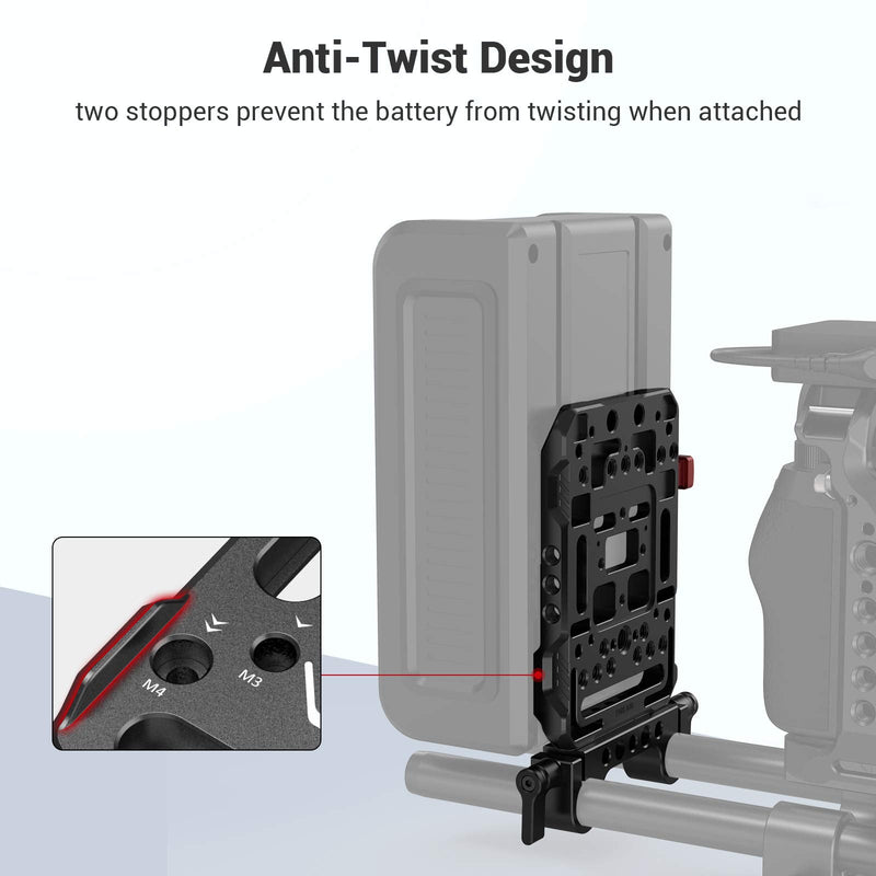 [Australia - AusPower] - SmallRig Battery Plate with V-Lock Mount with Dual 15mm Rod Clamp for Camera Power Supply - 3016 