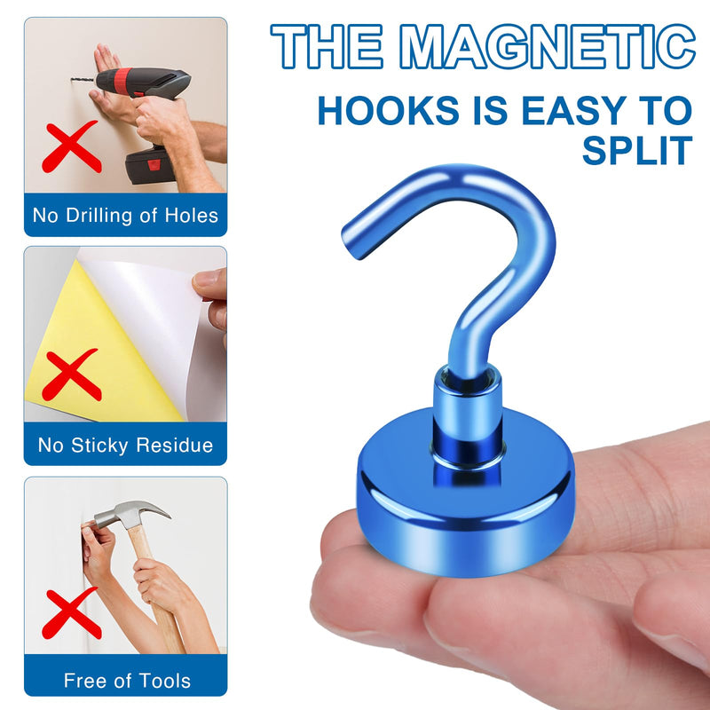 [Australia - AusPower] - LOVIMAG Cruise Must Haves, 80Lb Magnet Hooks, Blue Cruise Magnets for Door, Cruise Door Magnets, Magnetic Hooks for Hanging-6Pack 80lbs 
