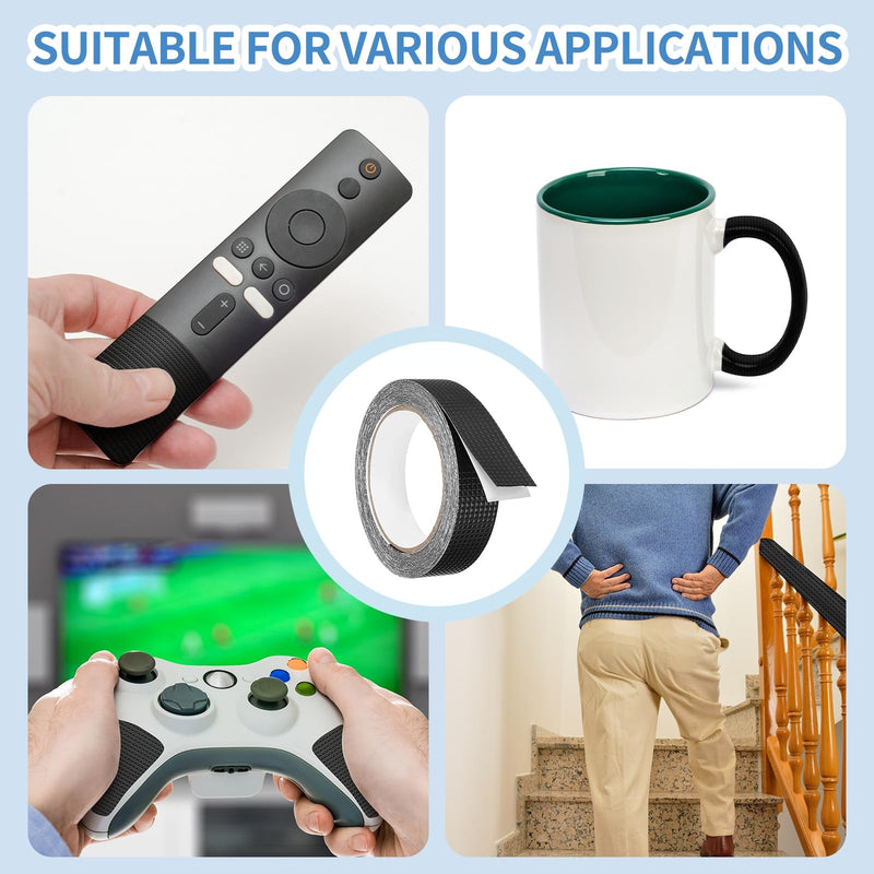PATIKIL 1 Inch x 20 Feet Non-Slip Grip Tape, Waterproof Non-Abrasive Traction Tape Self-Adhesive Cushion Pad Strips for Handrails Game Controllers Ovens- 1 Roll (Black) Black