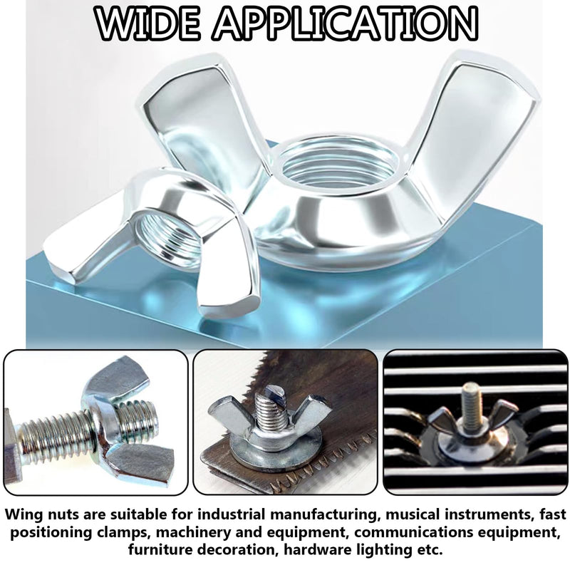 [Australia - AusPower] - 40PCS SAE Wing Nuts Assortment Kit, 5 Sizes- 5/32", 3/16", 1/4", 5/16", 3/8", Zinc Plated Wingnuts Fasteners, Parts Butterfly Wing Nut 5/32" -3/8" (40PCS) 