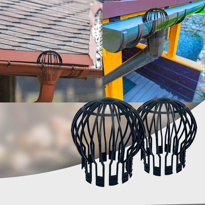 [Australia - AusPower] - Hsthe Sea Set of 4 Black Downpipe Protectors, Gutter Fastening, Plastic Basket, Leaf Gutter Screen, Downpipe Protector, Diameter 4.9 inches, Polypropylene. 