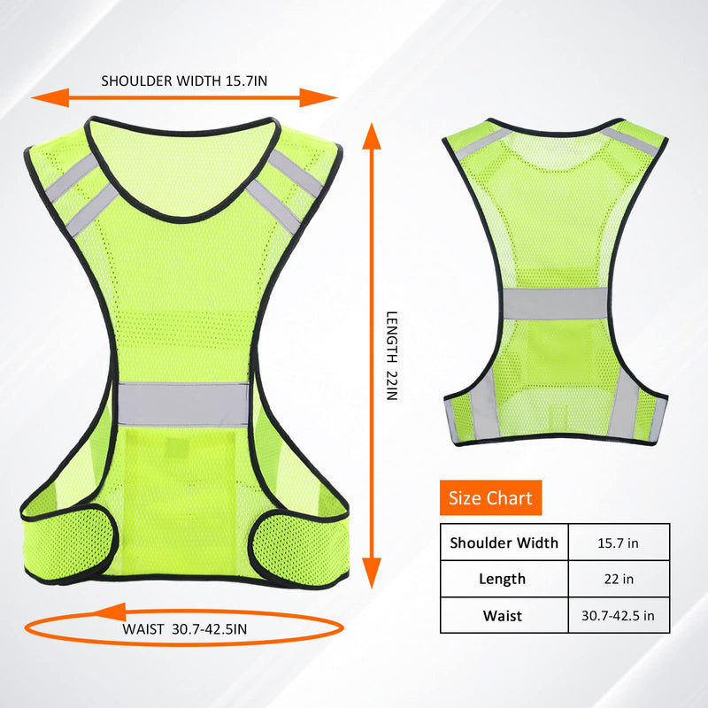TCCFCCT Reflective Running Vest, High Visibility Running Gear with Large Pocket 2 Pack Mesh Yellow