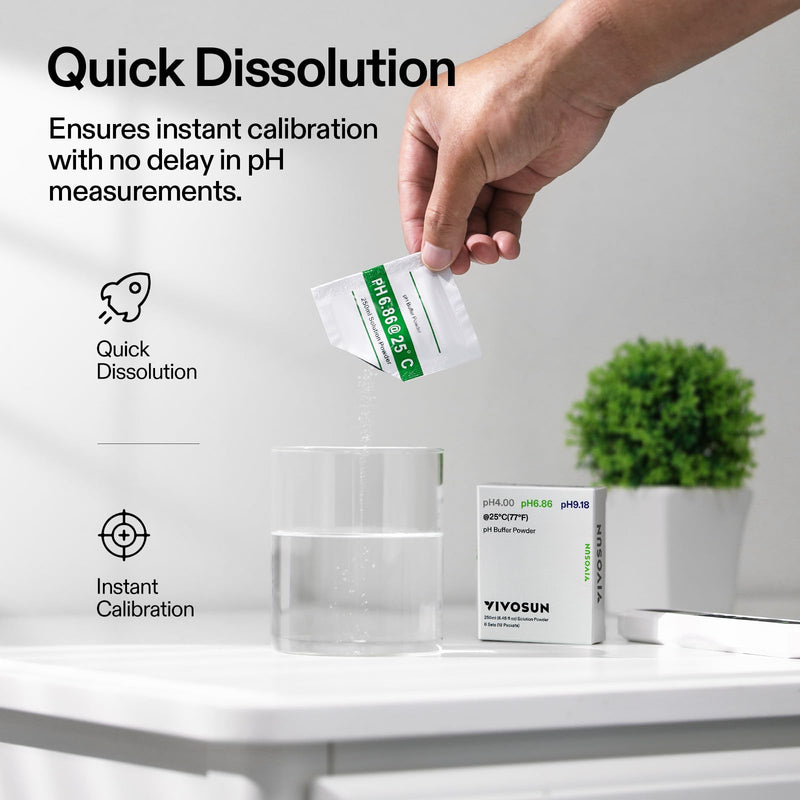 [Australia - AusPower] - VIVOSUN Digital pH and TDS Meter Kits and 18-Pack pH Meter Buffer Solution Powder, pH 6.86/4.00/9.18, pH Buffer Powder for Precise and Easy pH Tester Calibration 