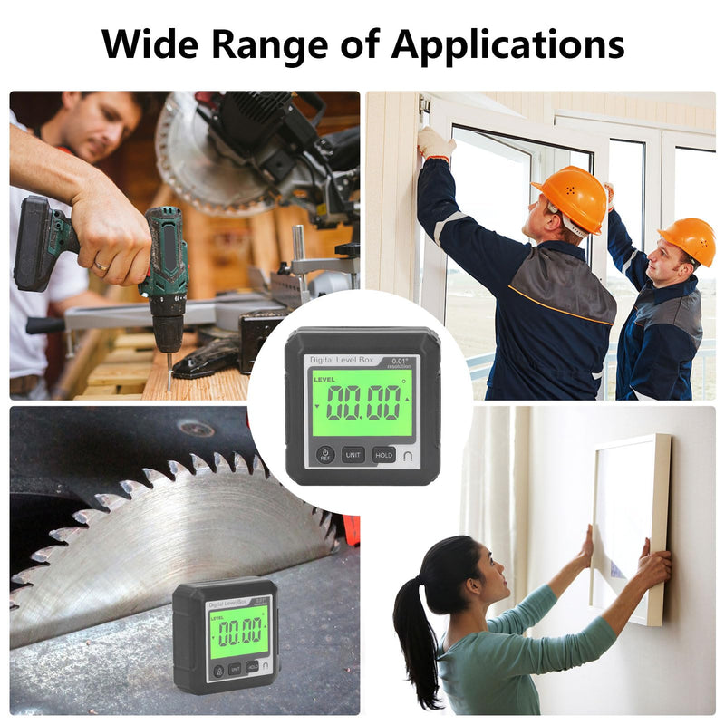 [Australia - AusPower] - Candeon Digital LCD Protractor, Inclinometer, Bevel Box with Magnetic Base, Digital Spirit Level, Inclinometer, Angle Finder, Level Box for Woodworking, Construction, Decoration 