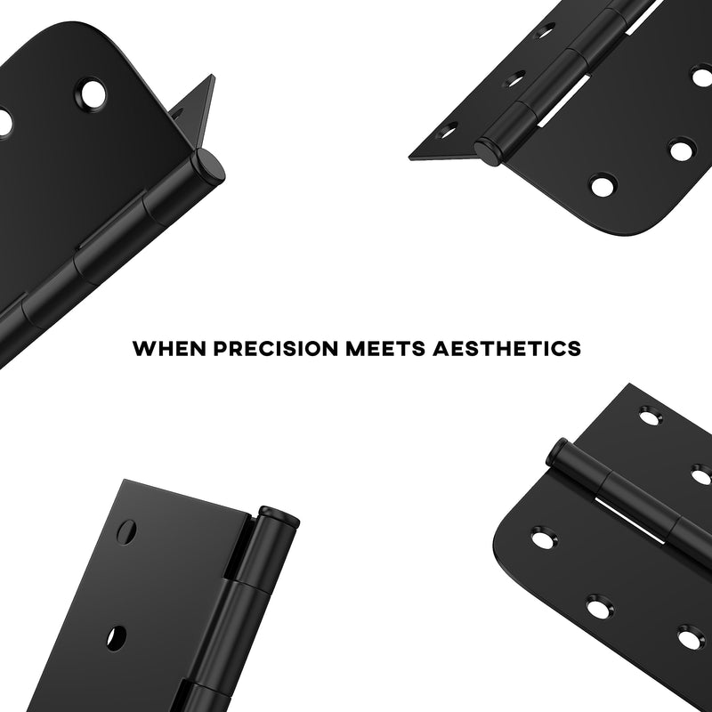 [Australia - AusPower] - goldenwarm 3 Pack 4in Black Door Hinges Interior Door Hinges Black Matte 4 x 4 Inch with Square & Round Corners, Iron Material Matte Black 