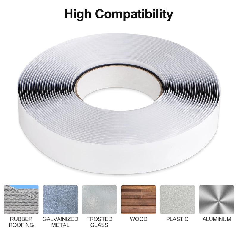 Butyl Tape 10m (32.8FT) - Industrial Grade Waterproof Butyl Rubber Sealant Tape for Roof/RV/Car Leak Sealing & Window/Headlight Repair 1/16" x 3/4" x 33' (2mm x 20mm x 10M）