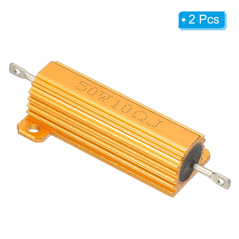 PATIKIL 2 Pieces 50 W 10 Ohm 5% Tolerance Aluminum Housing Resistors Set Resistance Assortment with Screws Wire Wound Potentiometer Power for Machines Electronics DIY Project Golden 10 Ohm 50 W