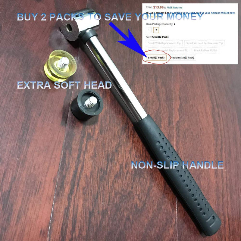 [Australia - AusPower] - Small Rubber Mallet Hammer, Double-Faced Rubber Hammer for Jewelers Kid or women Usage or Light Tapping Work Non-Slip 1 Small Without Replacement Tip 