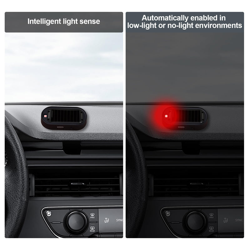 [Australia - AusPower] - Car Solar Power Simulated Dummy Alarm，Anti-Theft LED Flashing Security Light Fake lamp with USB Charger Port，Car Accessories for Most Cars,2PCS (red) red 