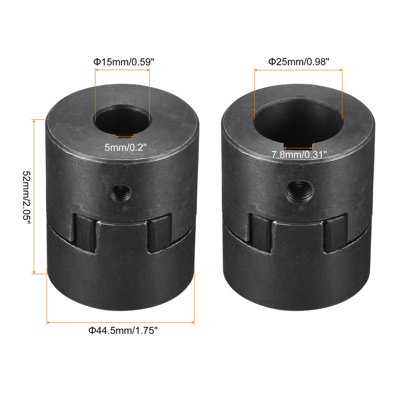 [Australia - AusPower] - MECCANIXITY Flexible Coupling Shaft 15mm to 25mm 52mm x 44.5mm Motor Coupler Joint 