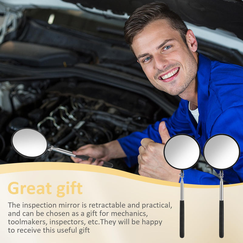 [Australia - AusPower] - Telescoping Inspection Mirror, 360 Rotation Flexible Inspection Mirror Circular Inspection Mirror with Retractable Handle Round Inspection Mirrors for Checking Vehicle Condition(Dia-4 Inch) Dia-4 Inch 