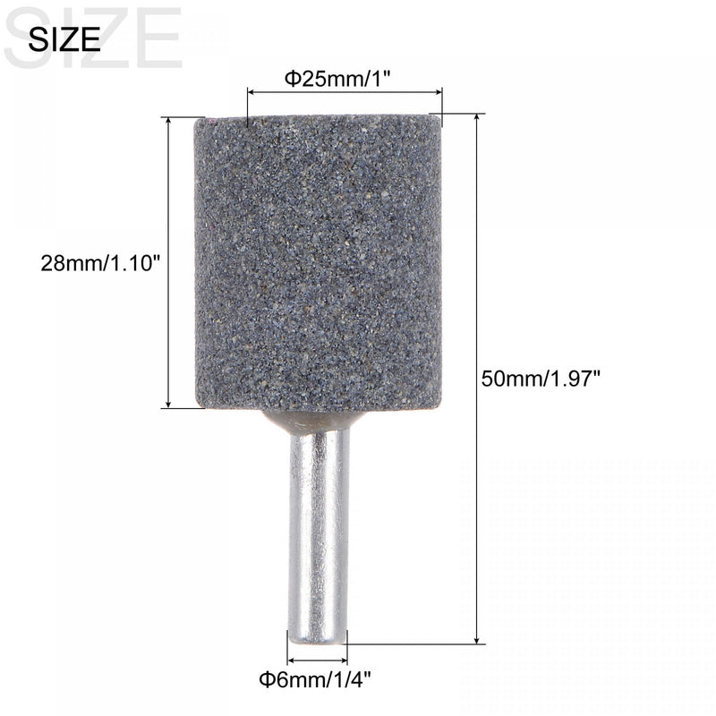 [Australia - AusPower] - uxcell 15 Pcs Abrasive Mounted Stone 1/4" Shank 1" Dia Cylindrical Corundum Grinding and Polishing Head for Engraving Rotary Tool 25mm 