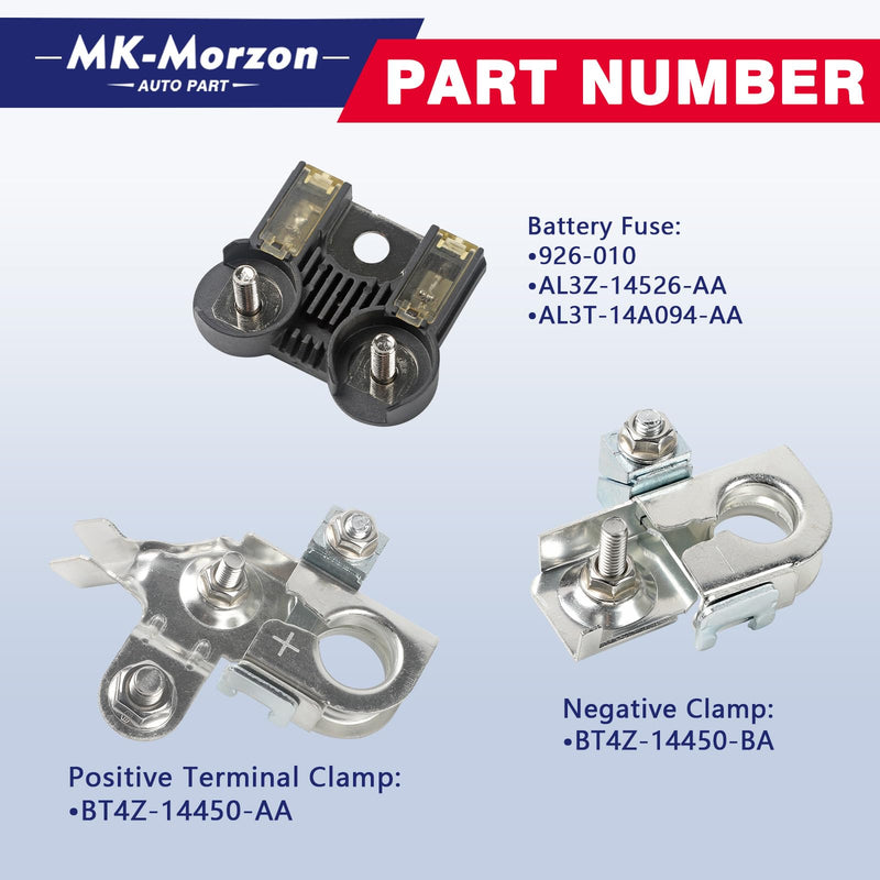 [Australia - AusPower] - AL3Z-14526-AA Battery Fuse Terminal BT4Z-14450-AA BT4Z-14450-BA Positive & Negative Battery Terminal Clamp Compatible with 2011-2014 Ford F150 