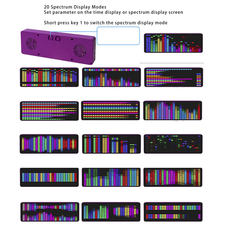 [Australia - AusPower] - Audio Spectrum Analyzer, 384 LEDs, 1624 RGB, Colorful LED Music Spectrum, Electronic Clock, Voice Controlled Rhythm Light, Digital Graphics Equalizer, Home Stereo Equalizer 