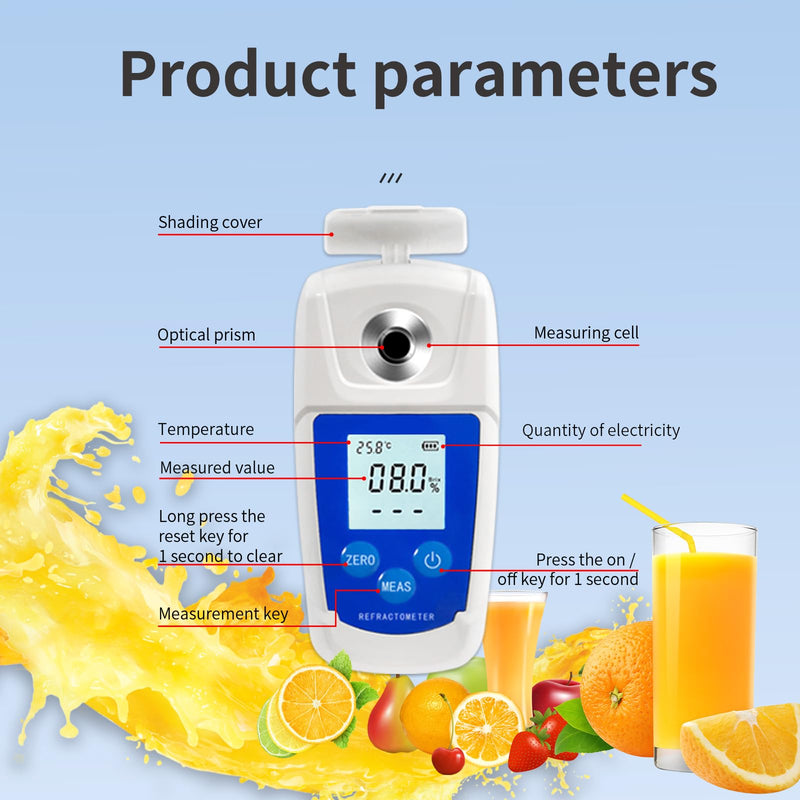 [Australia - AusPower] - High Precision Digital Brix Refractometer with ATC for Sugar Content Test 0-55% Brix Tester Brix Meter for Drinking Water Beverage Fruit Juice 0-55% Blue Classic 