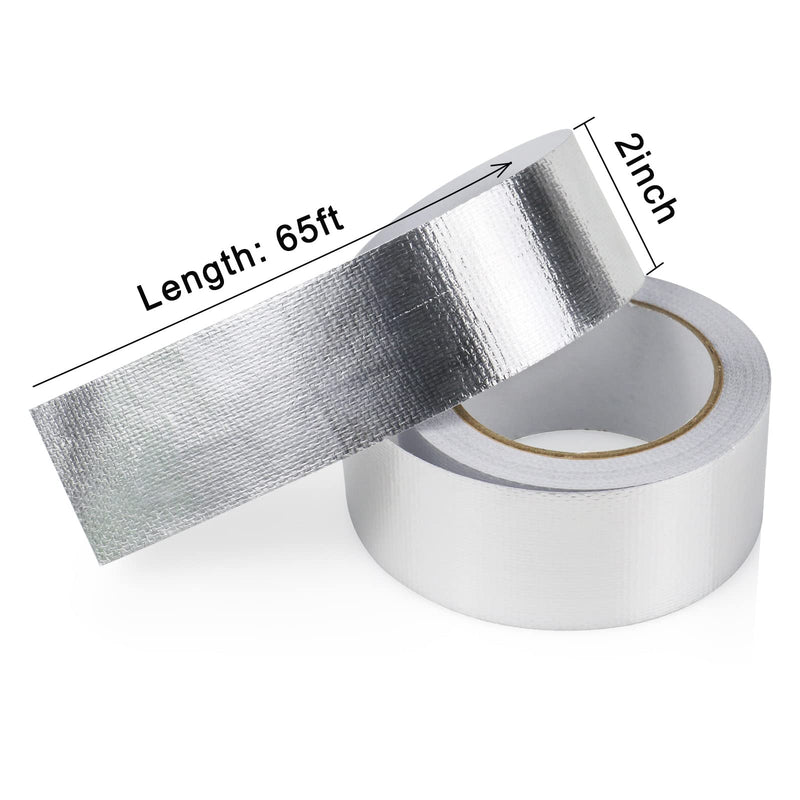 BOMEI PACK 1 Roll Aluminum Foil Heat Shield Cool Tape 2 Inch x 66 ft Heat Reflective Thermal Barrier Reflective Tape for Hose and Auto Use 2in*66ft