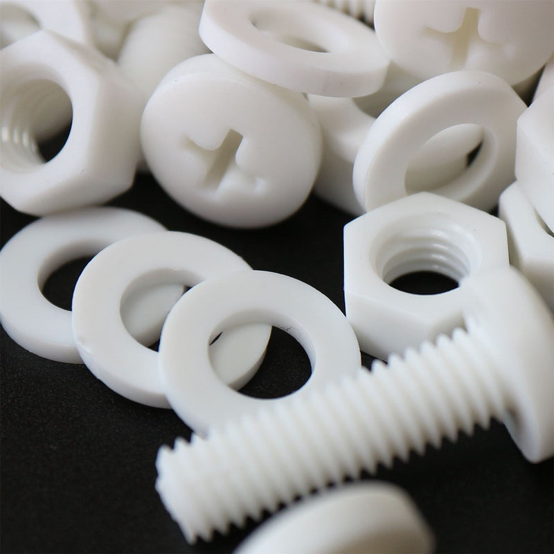 [Australia - AusPower] - 20 x White Pan Head Screws Polypropylene (PP) Plastic Nuts and Bolts, Washers, M6 x 20mm, 15/64 x 25/32 