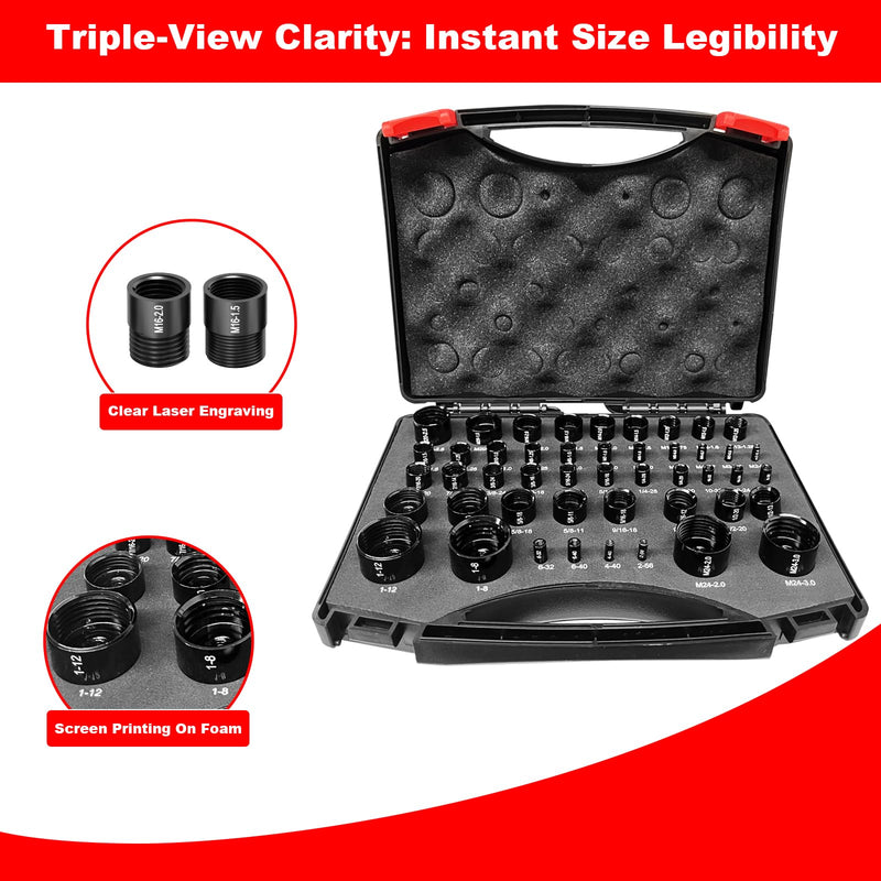 [Australia - AusPower] - Nut and Bolt Thread Checker, 47 PCS Nut and Bolt Gauges Individually Housed in Case (25 Inch & 22 Metric) Bolts Measuring, Bolt Size Finder Checker Thread Gauge for Quickly Identify 47 Thread Checker 