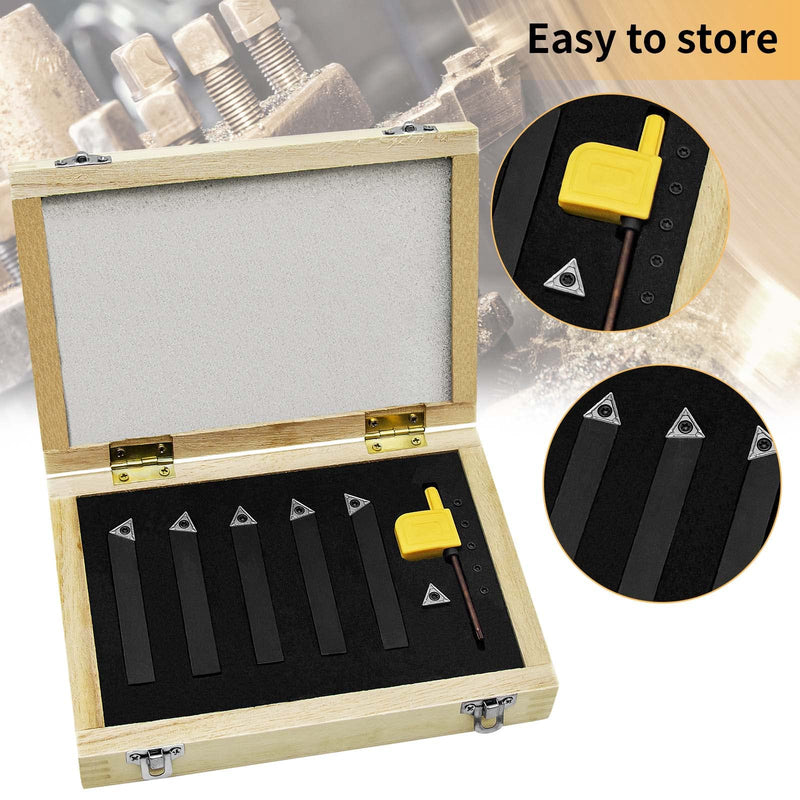 3/8" Indexable Carbide Turning Inserts Holder Set for Machining Lathes, 5 Pcs Set Metal Lathe Tools Inserts Bits with Carbide Inserts TCMT110204. 3/8 in
