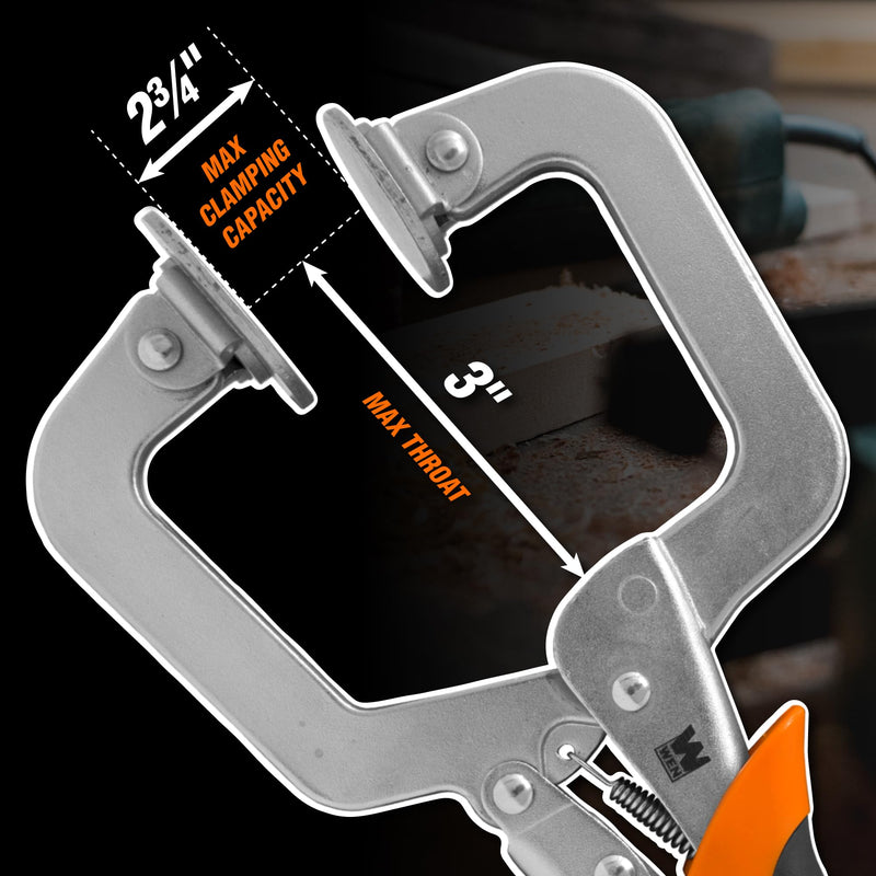 WEN CL436R 4-Inch Right Angle Clamp for Woodworking and Pocket Hole Joinery & CL327F 3-Inch Face Clamp for Woodworking and Pocket Hole Joinery
