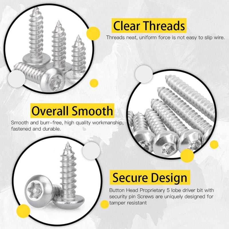 [Australia - AusPower] - Hilitchi 50 Pcs #10 x 1” Stainless Steel Button Head Torx Sheet Metal Screws Security Silver Screws Anti-Theft Tamper Proof with Bit T25 #10 x 1"-50Pcs 