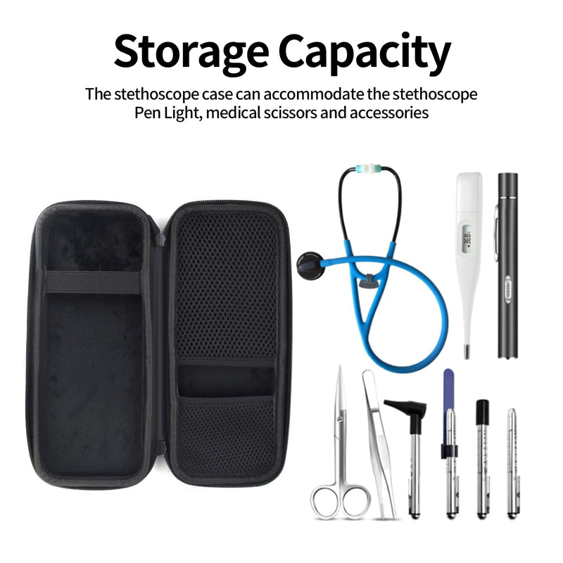 [Australia - AusPower] - Hard Stethoscope Case,EVA Stethoscope Bag Carrying Case Fit for Home Medical Nurses Doctor Stethoscope and Accessories(Black) Black 