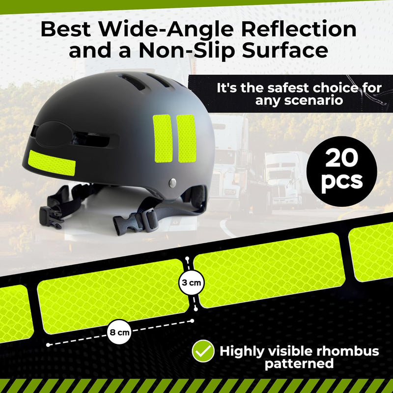 Reflective Tape Stickers Made of Premium Quality,Super Reflection, Safety Reflective Tape for Car Trailer Truck Bike Motorcycle, 20 Pcs Fluorescent Yellow-Green Outdoor Waterproof 3.15" X 1.18"
