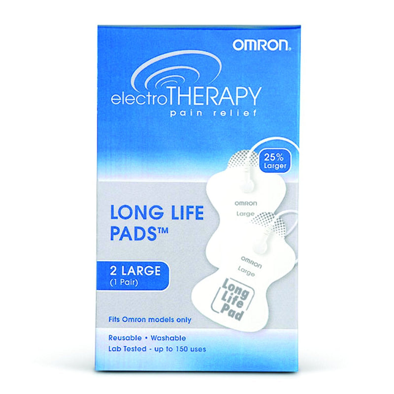OMRON Long Life Pads for TENS Unit Muscle Stimulator - Large - Drug-Free Pain Relief - Includes 2 Reusable TENS Unit Pads - Durable, Reusable & Washable Large Pads