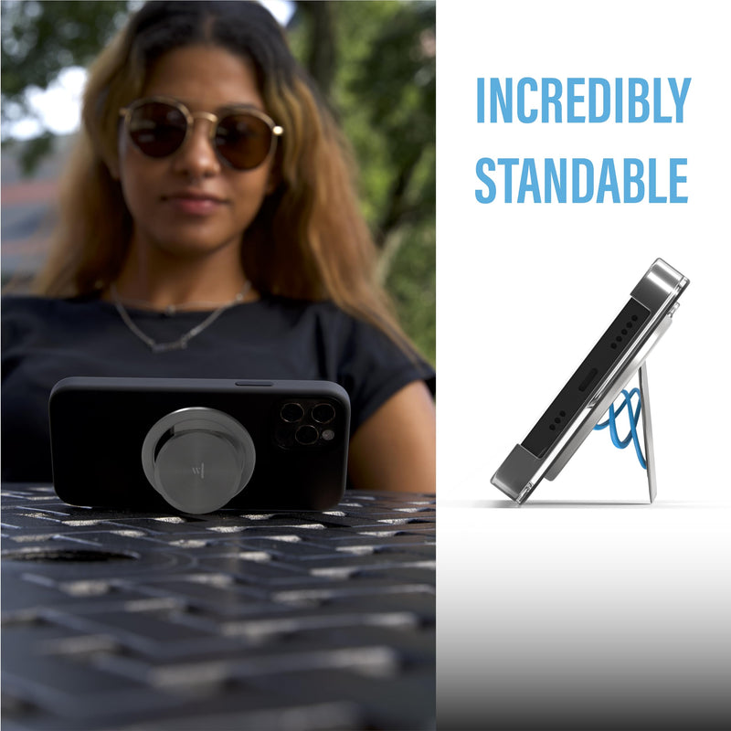 [Australia - AusPower] - Ultra Thin Phone Grip: Space Grade Steel, Poppable, Standable, Removable for Wireless Charging. MagSafe® Compatible. Mobile Accessory for iPhone 12, 13, 14, 15.… Brushed Steel 