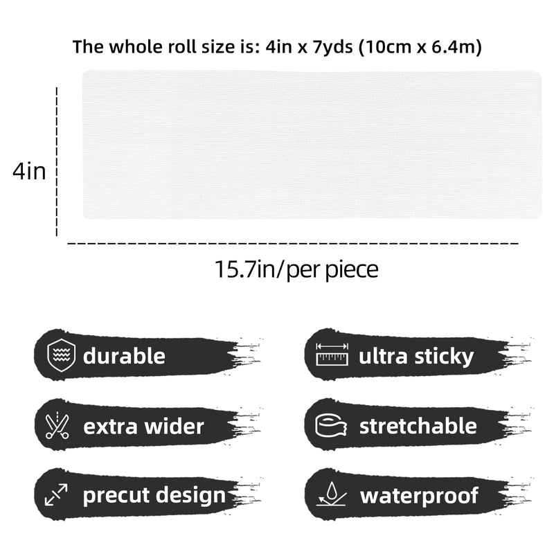 OK TAPE Turf Tape Football, Extra Wide Turf Tape for Turf Burn, White Kinesiology Tape Waterproof, Durable and Super Sticky, 4in x 21ft (4in x 15.75in/16pcs)