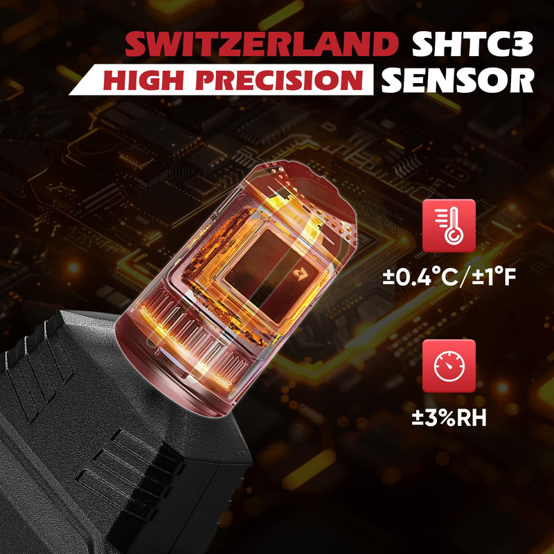 [Australia - AusPower] - Industry Temperature Humidity Meter High Precision and High Rate Hygrometer with Ambient, Relative Humidity, Dew Point, Wet Bulb Thermometer, Min/Max Hold ±1°F and ±3% RH, 8000 Data Records 