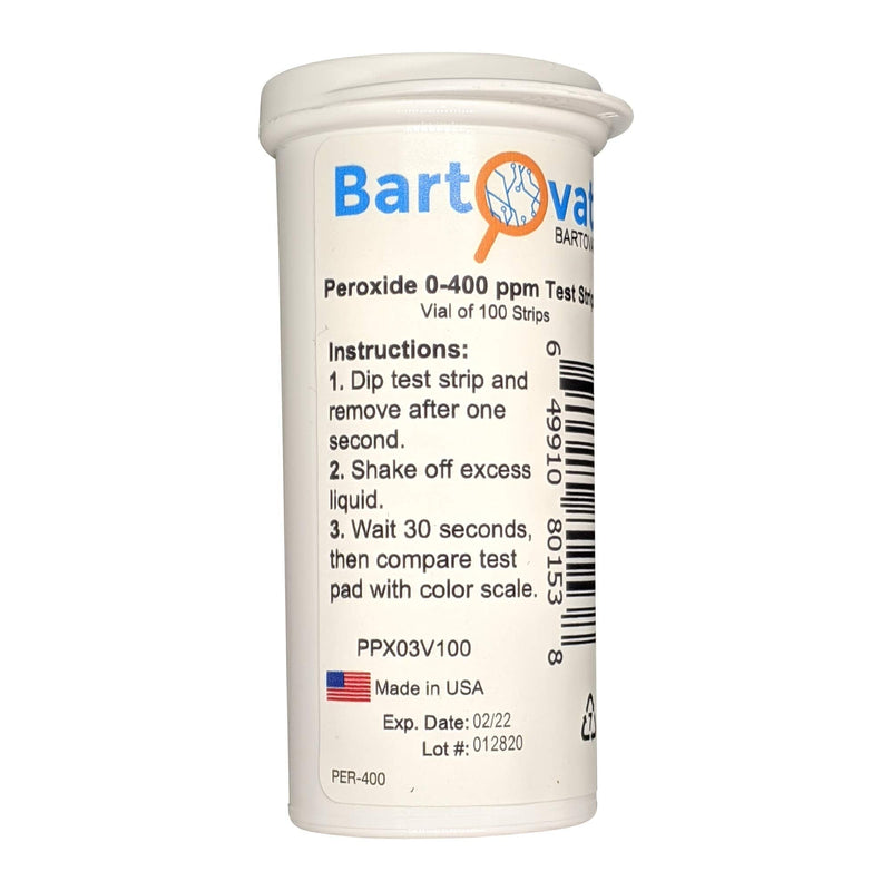 [Australia - AusPower] - Hydrogen Peroxide H2O2 Test Strips, 0-400 ppm [Vial of 100 Strips] 