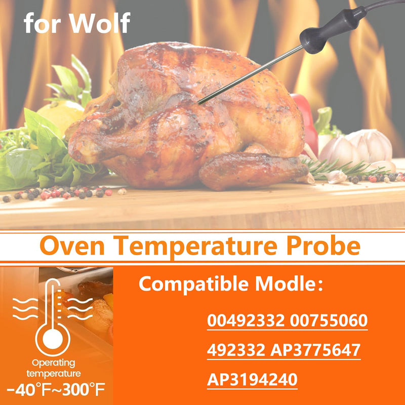 [Australia - AusPower] - for Wolf Oven Meat Probe 00492332 Compatible Models 00755060 492332 AP3775647 AP3194240 