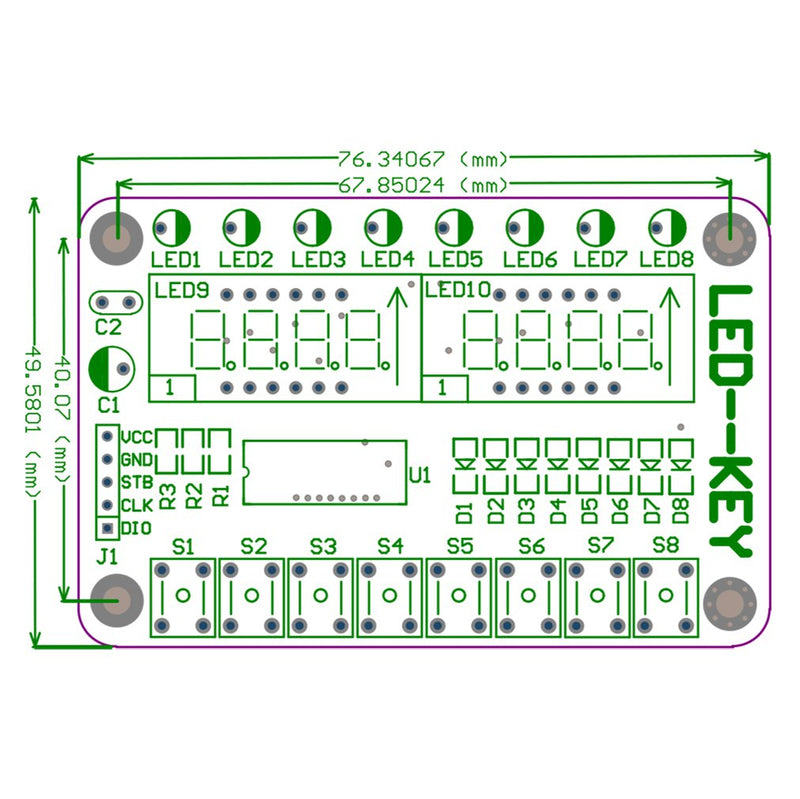 [Australia - AusPower] - HiLetgo TM1638 8 Bits Digital LED Tube Display Module with 8 LEDs 8 Button keys for AVR Arduino ARM 