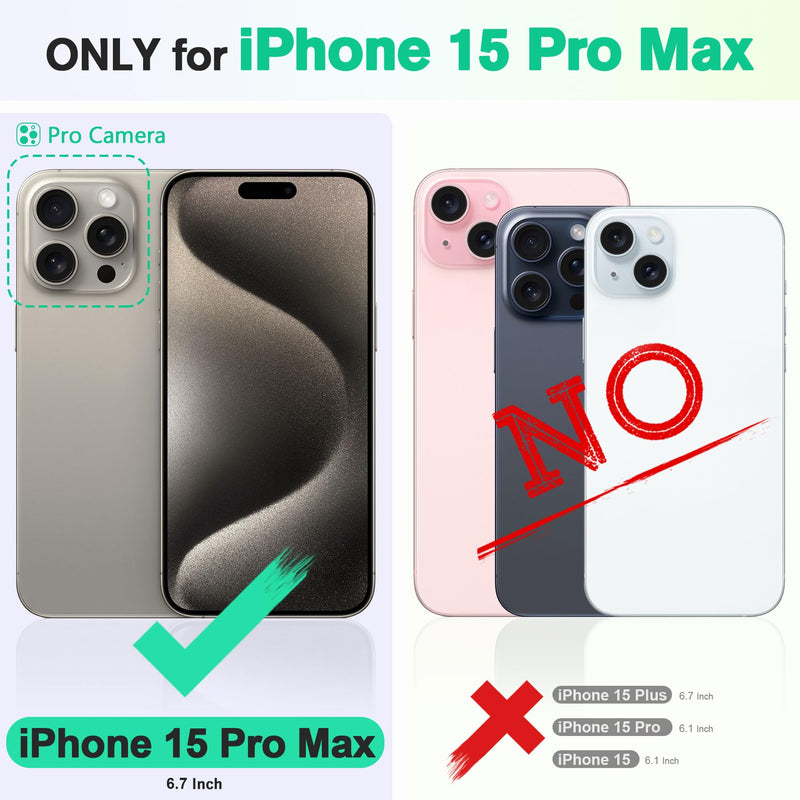 [Australia - AusPower] - TUCCH Case Wallet for iPhone 15 Pro Max, RFID Blocking 4 Card Holder Kickstand Shockproof TPU Inner Case, PU Leather Magnetic Flip Folio Cover, Black 