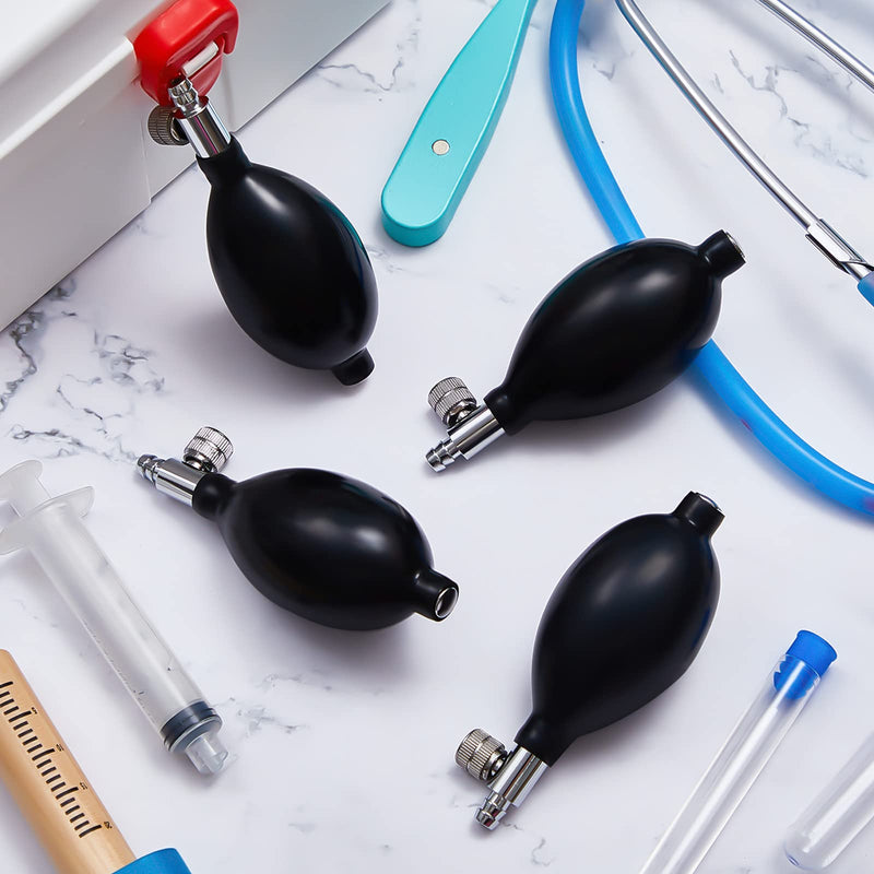 [Australia - AusPower] - 6 Pieces Pressure Bulb Replacement Inflation Bulb Pump Adjustable Hand Squeeze Pump Manual Sphygmomanometer with Air Release Valve, Black 