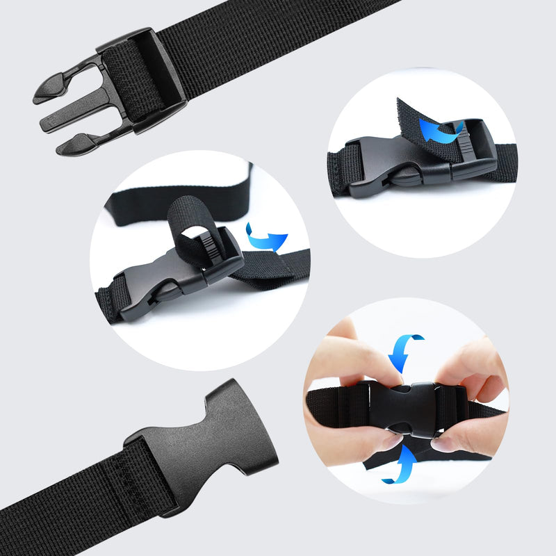 [Australia - AusPower] - 5Pcs Black Nylon Strap 1" x 47" (3.9ft) Buckle Straps with Quick Release Adjustable Straps with Buckles, Tie Down Straps for Backpacking, Outdoor Activities 1"x47"(5Pcs) 