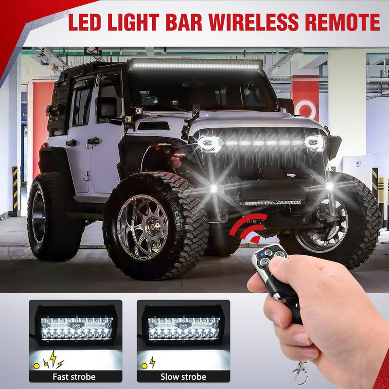 Nilight Remote Wiring Harness for LED Light Bar Wireless Strobe Flash Work Driving Lights 12V 20A 14AWG Controller 5PIN Switch Waterproof Power Relay Blade Fuse-1 Lead 14AWG-1 Lead Remote +Flash +5PIN Switch