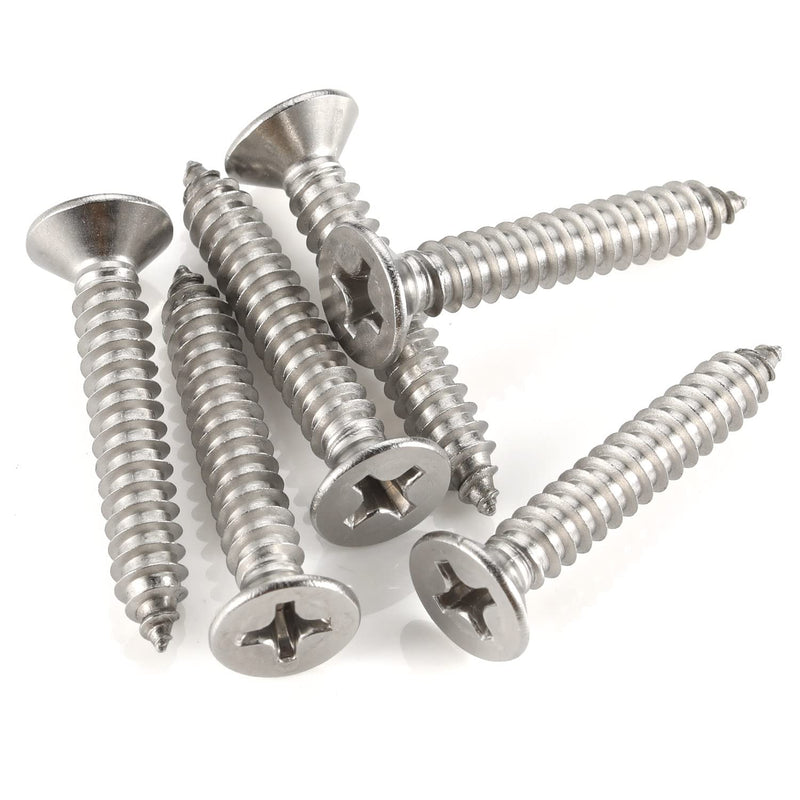 [Australia - AusPower] - 50 PCS #10 x 2" (3/8" to 2" Available) Flat Head Sheet Metal Screws Wood Screws, 304 Stainless Steel 18-8, Self Tapping #10 x 2" 50 