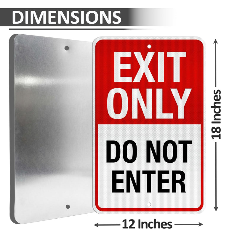 OLANZU (2 Packs) Exit Only Do Not Enter Sign - 12x18 Inches - Engineer Grade Reflective, Honeycomb Pattern, 40 Mil Thick Rust-Free Aluminum, High Visibility Safety Sign for Road, Facility & Traffic Control