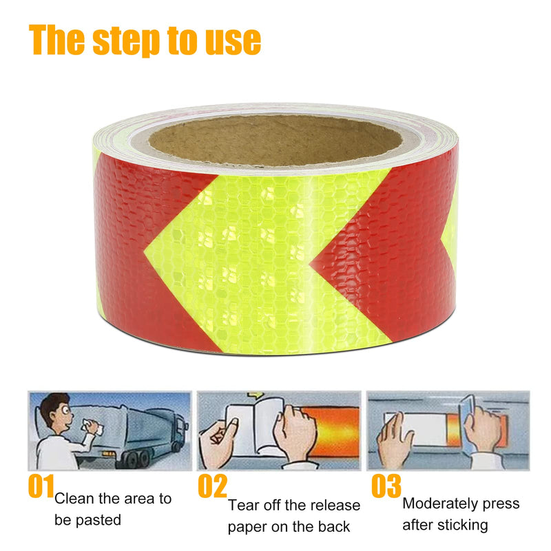 Reflective Tape, Waterproof Self Adhesive Dot Reflective Tape Outdoor Safety Caution Reflector for Trailers, Bikes, Cars（Red Yellow, 4 Inch x 32.8 Feet） Red/Yellow