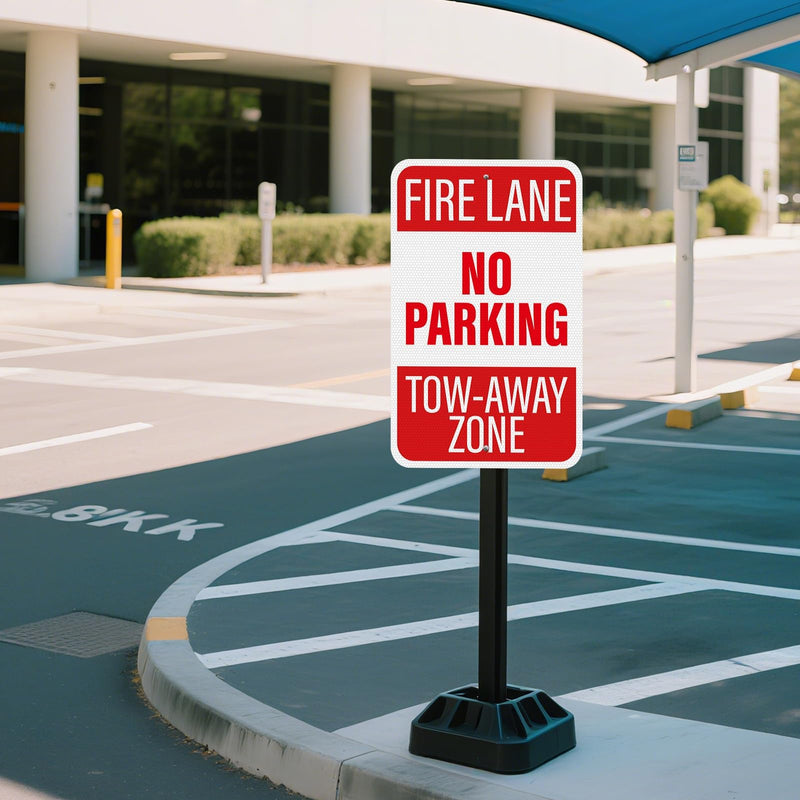 2 Pack No Parking Fire Lane Tow-Away Zone Sign 18 × 12 Inches High Reflective Weatherproof Aluminum Metal Safety Signage with Pre-Drilled Holes for Streets Roads Garages